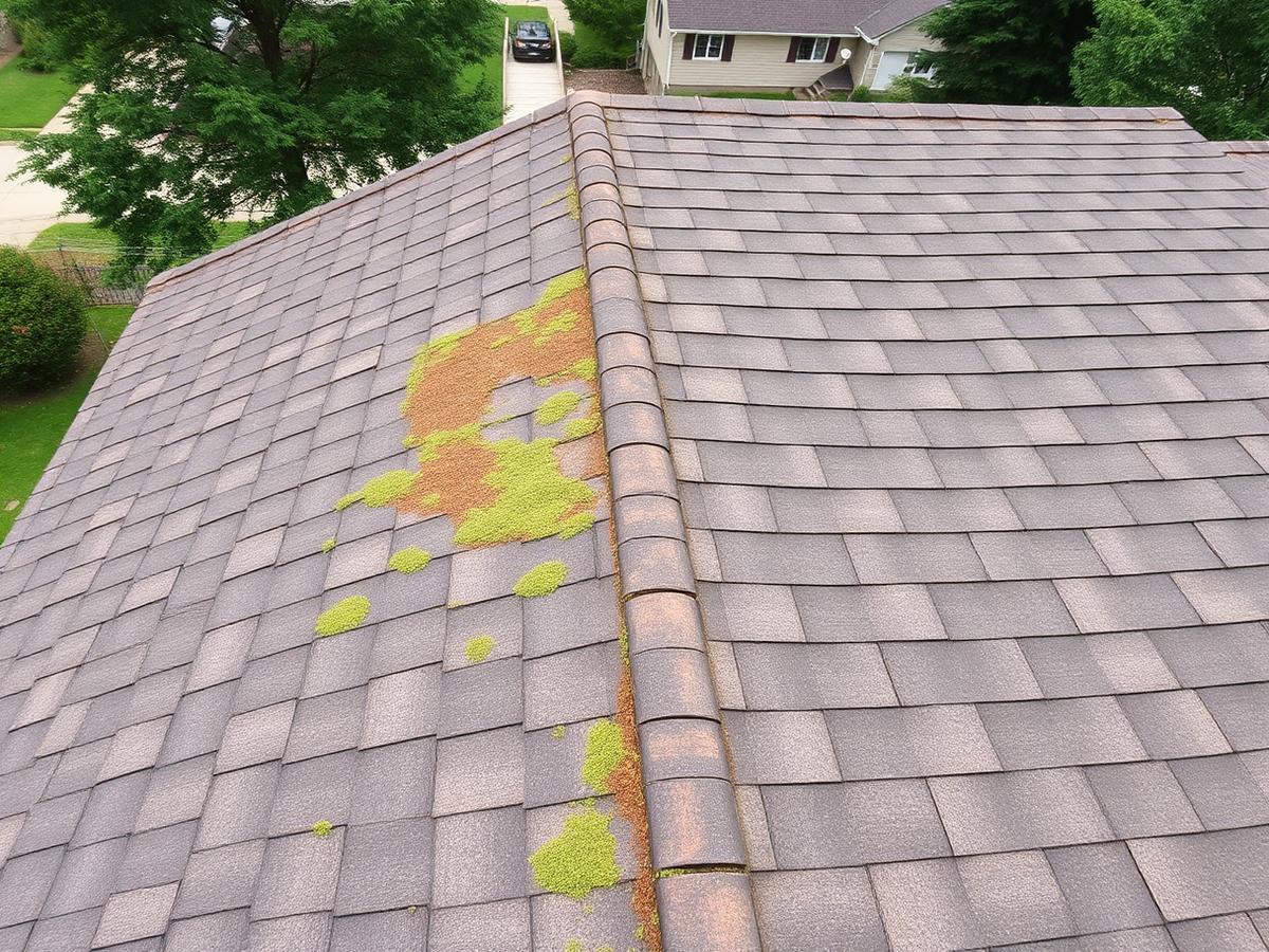 Before: Storm-worn roof example